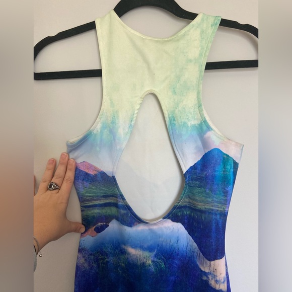 Beyoncé x HM Watercolor art limited edition Bodycon Sold Out Scuba Dress XS - Picture 5 of 8